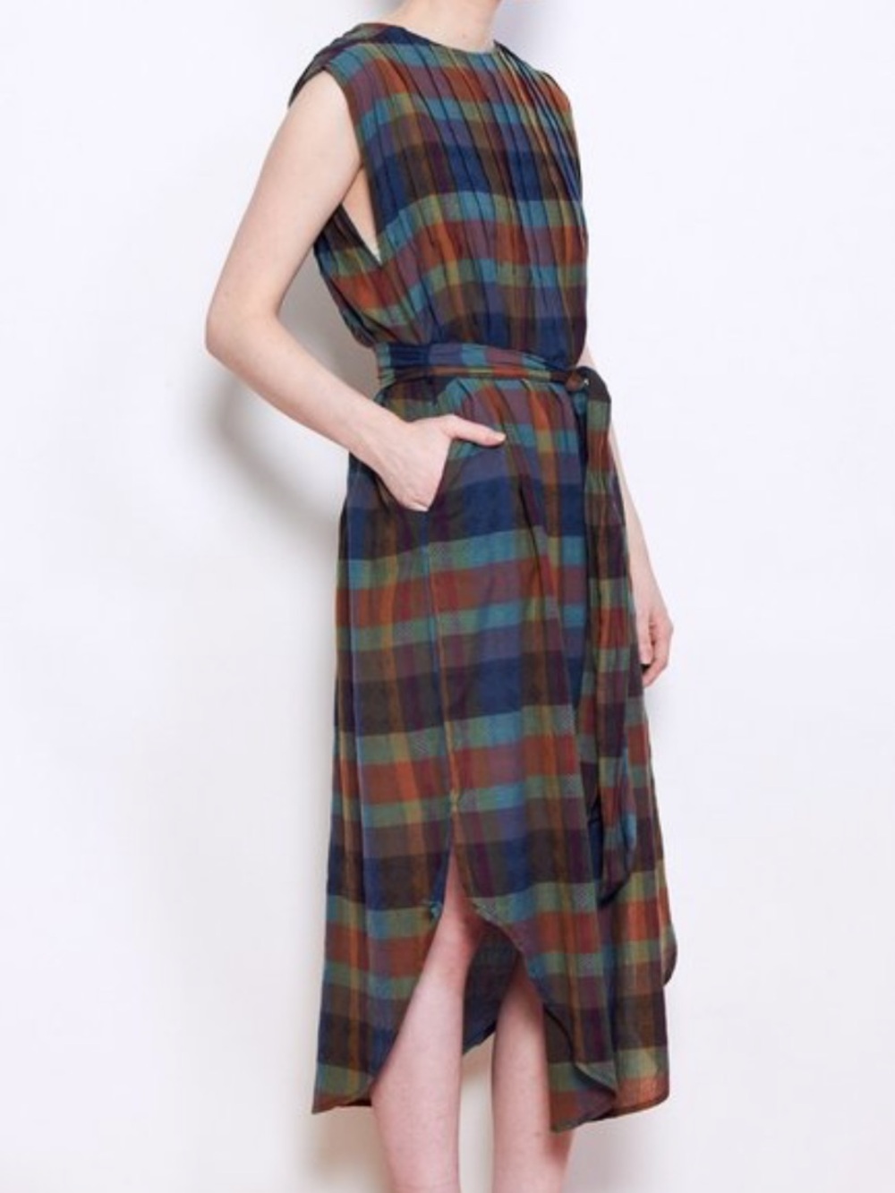 Ace & Jig Andromeda dress in Nymph (Plaid Midi Dress Navy, Teal, Rust)
